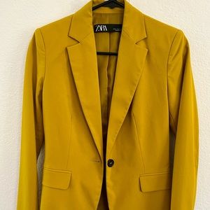 Zara Size 2 Mustard silk blazer
